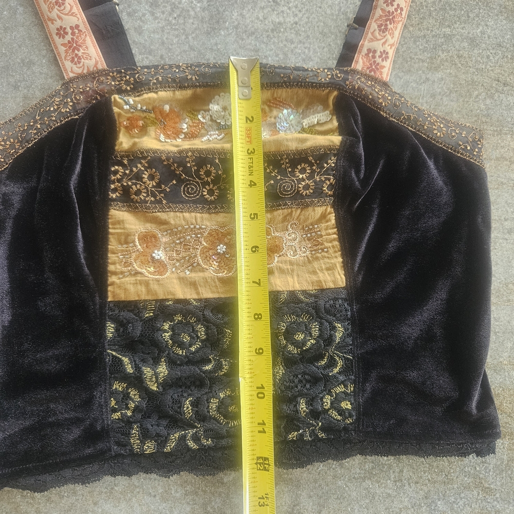 Free People Black and Gold Floral Tank Top - Picture 8 of 10